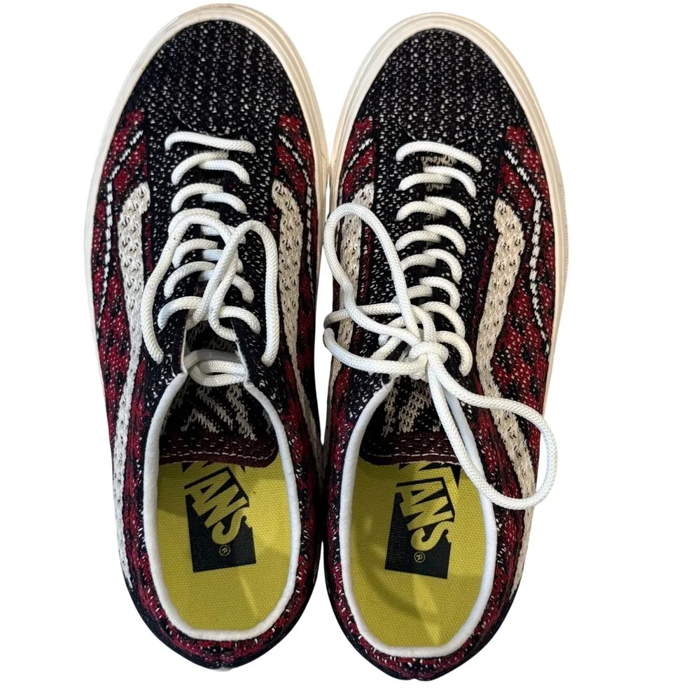 Vans Old Skool Tapered Eco Theory Knit Burgundy Black White Mens 7.5 Womens 9